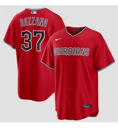Men Cleveland Guardians 37 Travis Bazzana Red Alternate Limited Stitched Baseball Jersey Men Cleveland Guardians 37 Travis Bazzana Red Alternate Limited Stitched Baseball Jersey