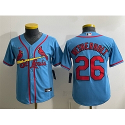 Youth St  Louis Cardinals  26 JJ Wetherholt Blue Cool Base Stitched Baseball Jersey