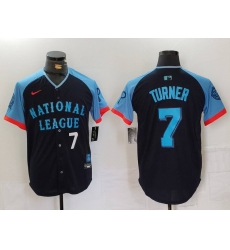 Men National League 7 Trea Turner Navy 2024 All Star Limited Stitched Baseball Jersey 7