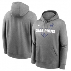 Men Los Angeles Dodgers Heather Charcoal 2024 World Series Champions Home Plate Lockup Club Pullover Hoodie