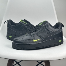 Men Nike Air Force One Black Green Logo Shoes