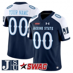 Men Jackson State Tigers ACTIVE PLAYER Custom Navy Alternate 2025 F U S E  Vapor Limited Stitched Football Jersey