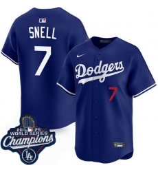 Men Los Angeles Dodgers 7 Blake Snell Cool Base 2025 World Champions Stitched Baseball Jersey Blue Men Los Angeles Dodgers 7 Blake Snell Cool Base 2025 World Champions Stitched Baseball Jersey Blue
