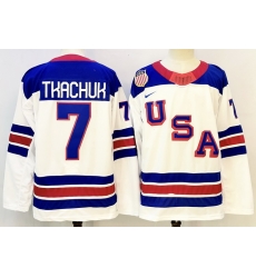 Men's USA #7 Brady Tkachuk White 2026 Stitched Jersey