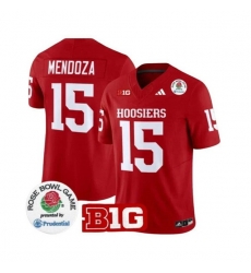 Men Indiana Hoosiers 15 Fernando Mendoza Red 2025 F U S E  Rose Bowl Stitched Football Jersey