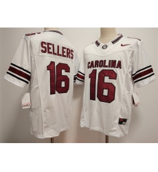 Men South Carolina Fighting Gamecocks  16 LaNorris Sellers White F U S E  Stitched Jersey