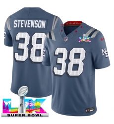 Men New England Patriots 38 Rhamondre Stevenson Storm Blue 2025 F U S E Super Bowl LX Patch Rivalries Vapor Limited Stitched Football Jersey Men New England Patriots 38 Rhamondre Stevenson Storm Blue 2025 F U S E Super Bowl LX Patch Rivalries Vapor Limited Stitched Football Jersey