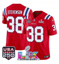 Youth New England Patriots 38 Rhamondre Stevenson Red 2025 F U S E Super Bowl LX Patch And USA 250 27 Patch Vapor Limited Stitched Football Jersey Youth New England Patriots 38 Rhamondre Stevenson Red 2025 F U S E Super Bowl LX Patch And USA 250 27 Patch Vapor Limited Stitched Football Jersey