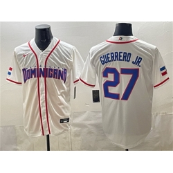Men Dominican Republic Baseball  27 Vladimir Guerrero Jr  White 2026 World Baseball Classic Home Stadium Stitched Jersey