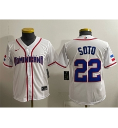 Women Dominican Republic Baseball  22 Juan Soto White 2026 World Baseball Classic Home Stadium Stitched Baseball Jersey Run Small 