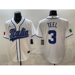 Men Italy Baseball  3 Kyle Teel White 2026 World Baseball Classic Home Stadium Stitched Jersey