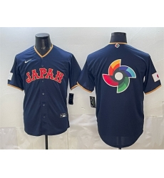 Men Japan Baseball Team Big Logo Navy 2026 World Baseball Classic Road Stadium Stitched Jersey