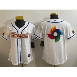 Women Venezuela Baseball White 2026 World Baseball Classic Big Logo Home Stadium Stitched Baseball Jersey Run Small 