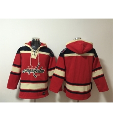 Men Washington Capitals Blank Red Ageless Must Have Lace Up Pullover Hoodie